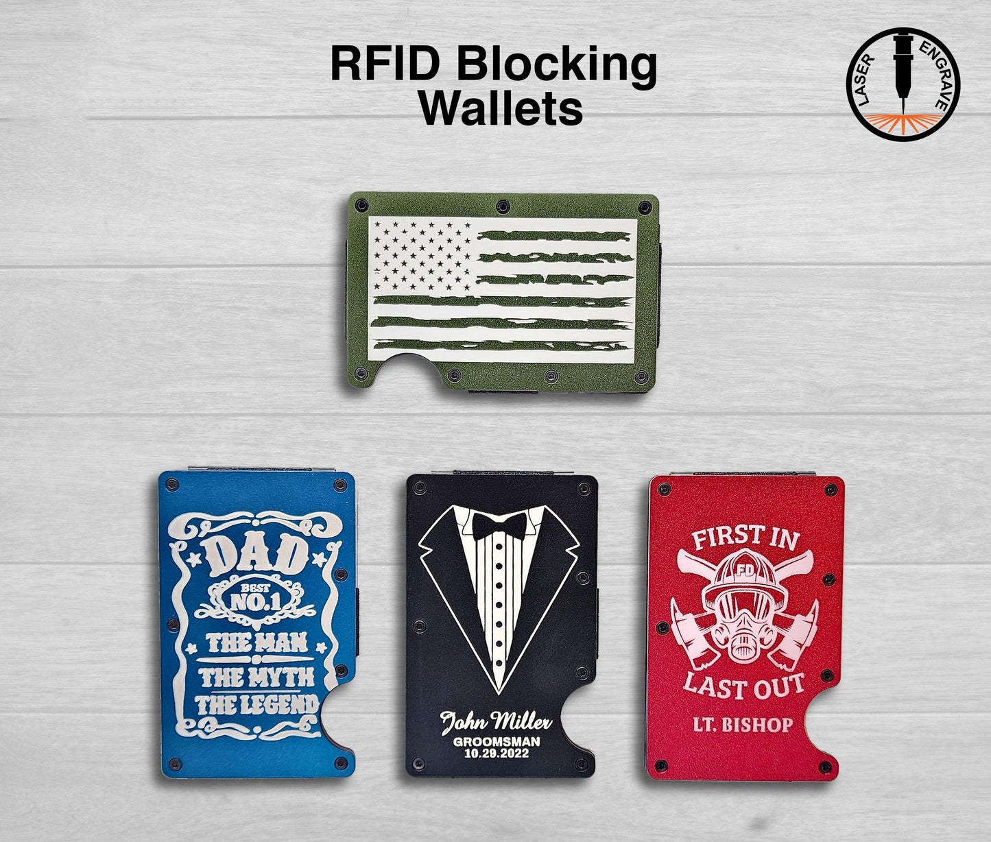 Personalized/Custom Engraved RFID Blocking Metal Wallet w/ Money Clip