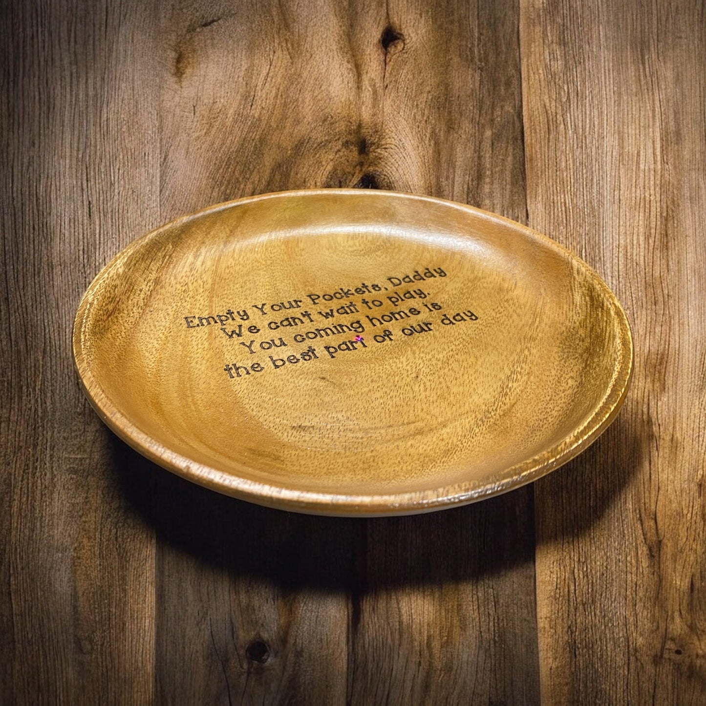 Custom Engraved Solid Acacia Key/Pocket Tray