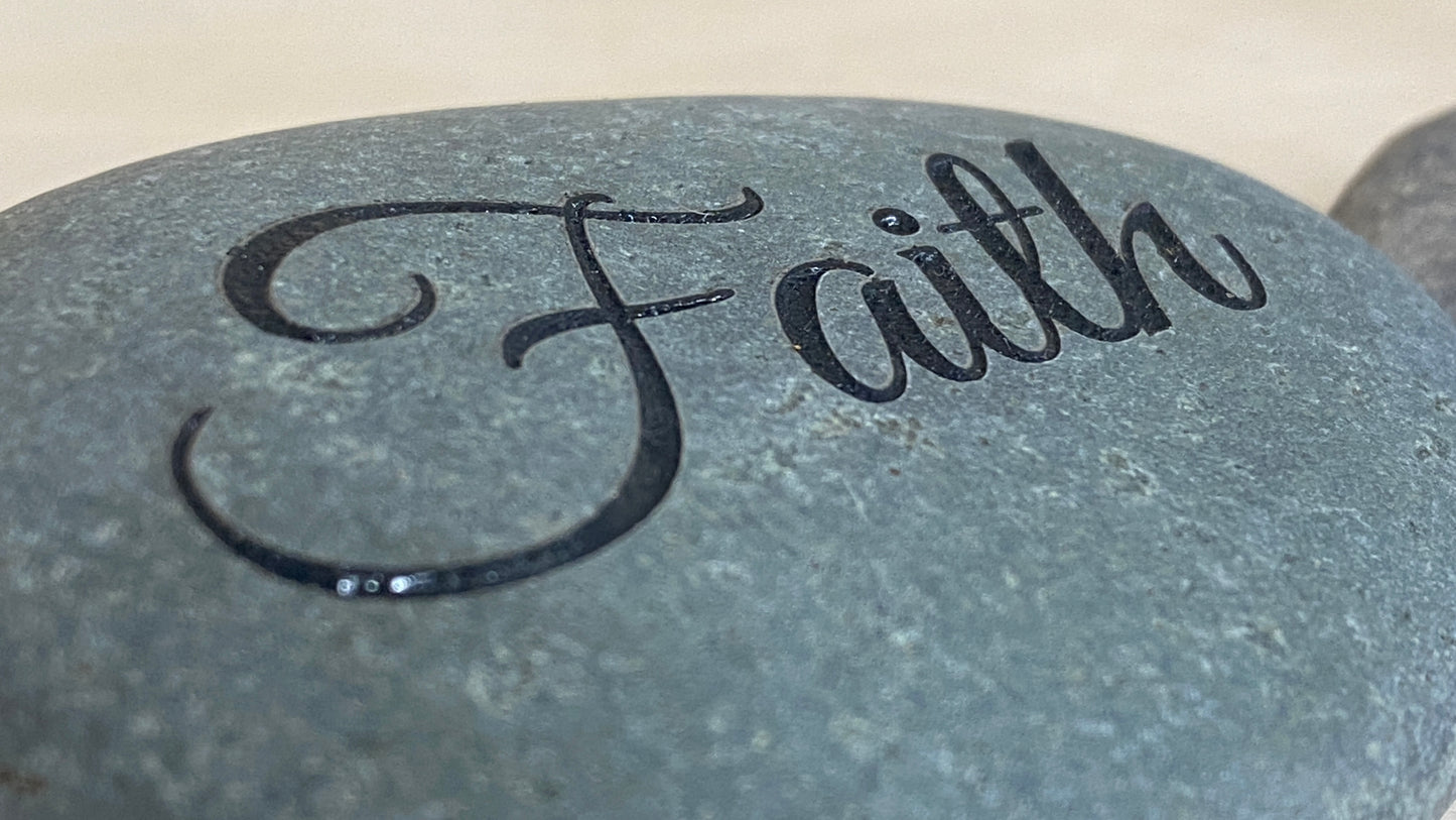 Faith, Hope and Love Carved Rocks Set