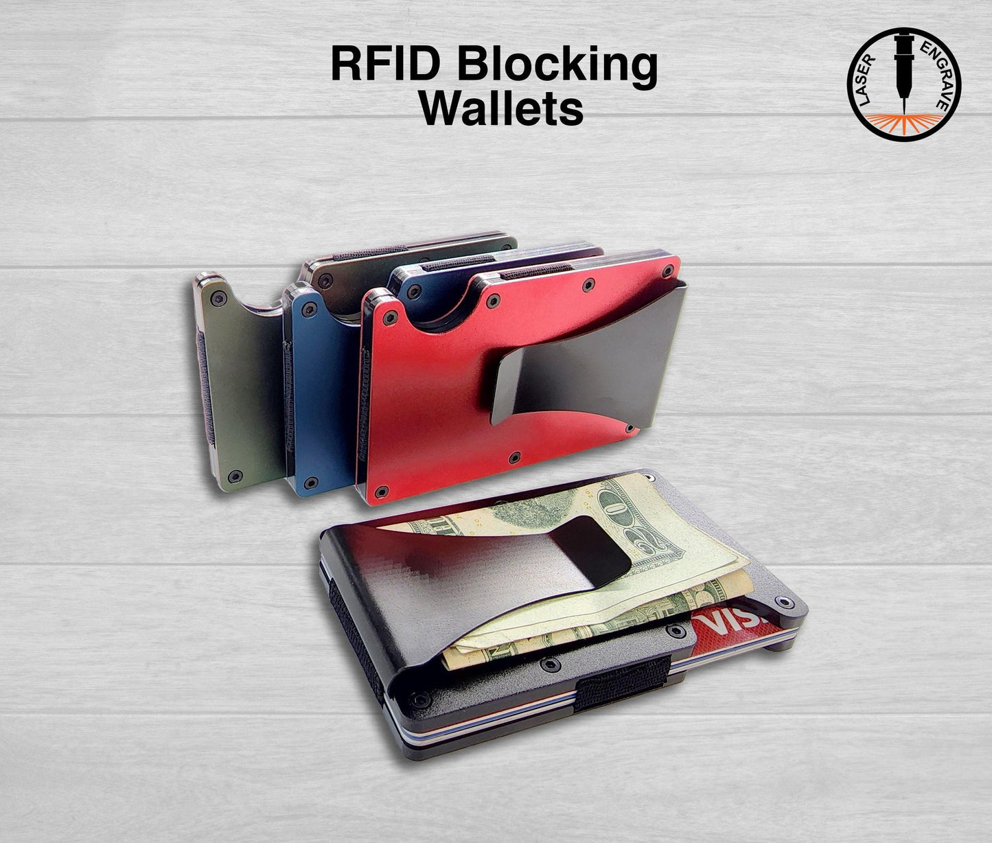 Personalized/Custom Engraved RFID Blocking Metal Wallet w/ Money Clip