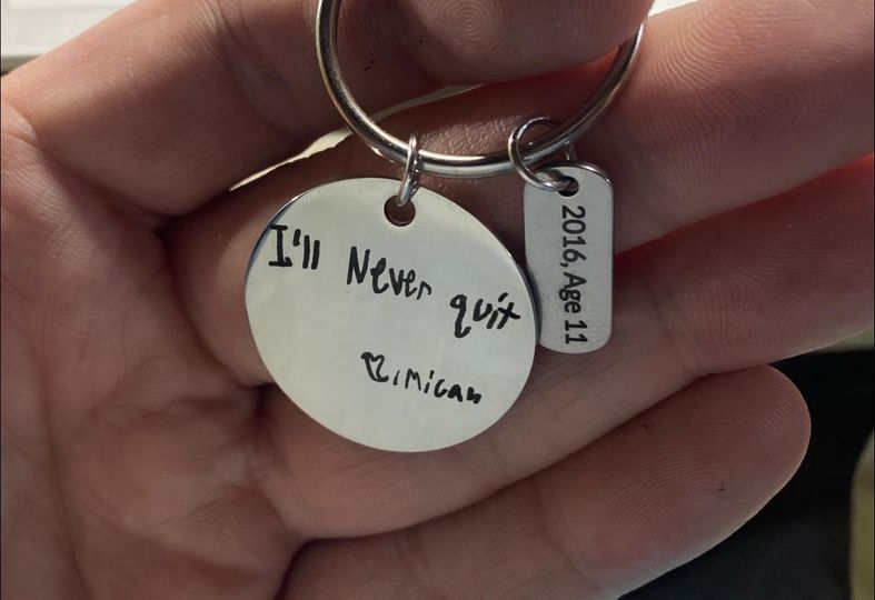 "I Will Never Quit" Keychain