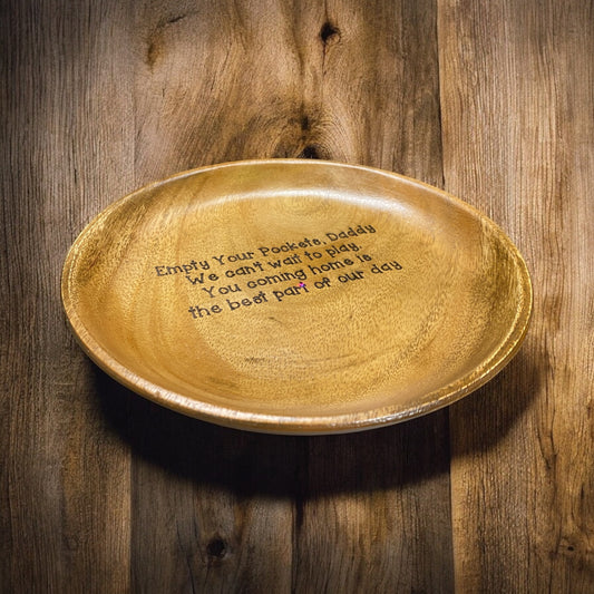 Custom Engraved Solid Acacia Key/Pocket Tray