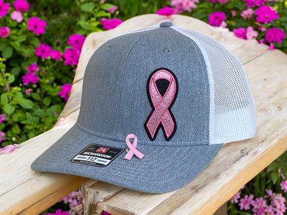 Breast Cancer Awareness Richardson 112 hat and Ribbon Lapel Pin