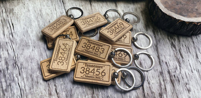 Personalized Tennessee License Plate Wooden Key Chain