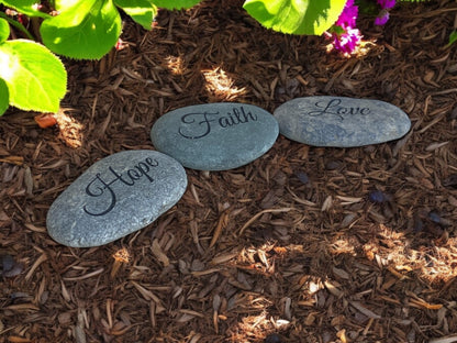 Faith, Hope and Love Carved Rocks Set